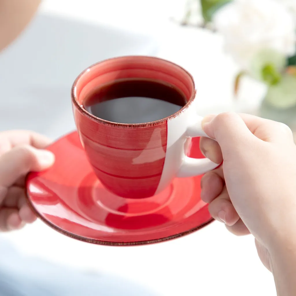 Kaffeeservice Steinzeug, Vancasso BONITA 12 Teiliges Kaffeeset, Cappuccino Tassenset Für 6 Personen, Tassen Und Untertassen – Bild 4