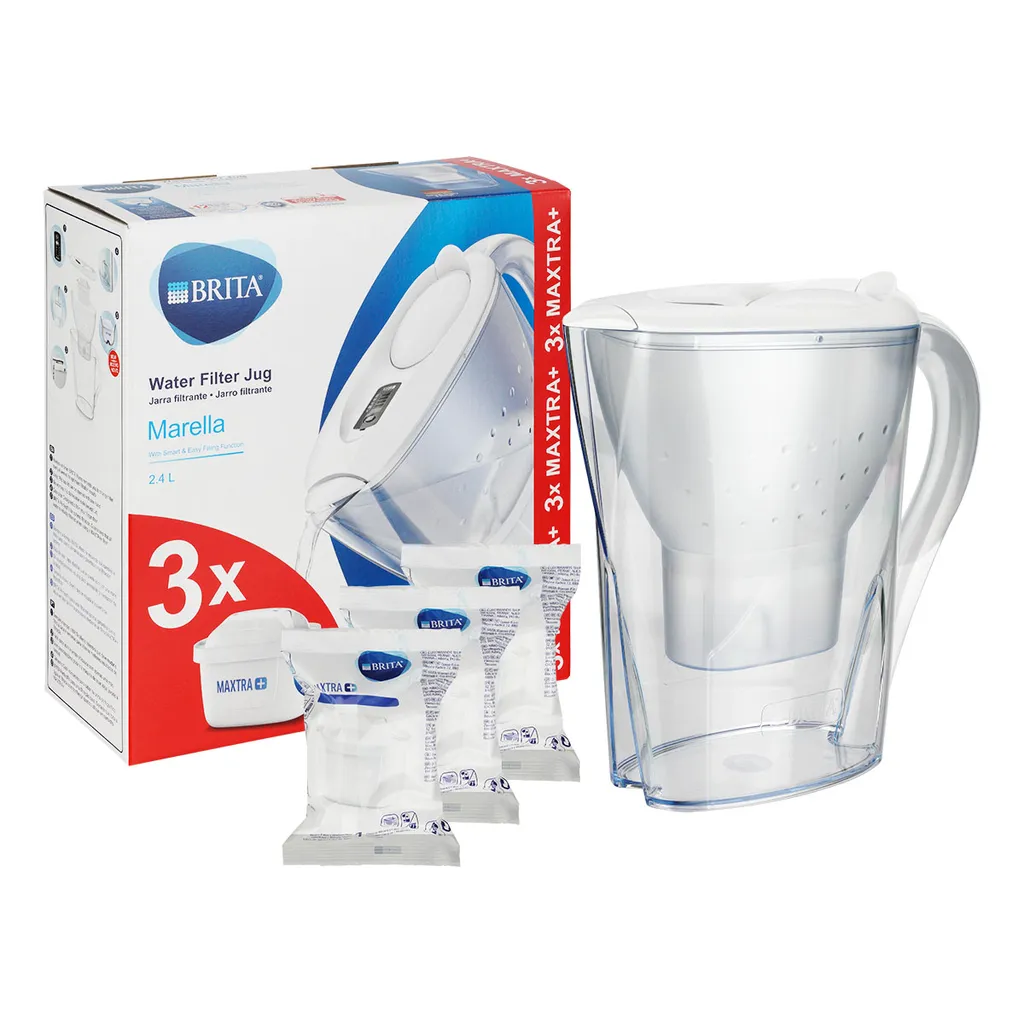 Brita Fill & Enjoy Starterpaket Marella Cool, Gesamtvolumen 2,4 L (gefiltertes Wasser 1,4 L), Incl. 3 Kartuschen MAXTRA+ , Farbe Weiß – Bild 9