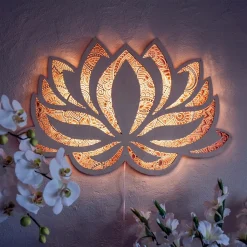 Jesunfuzhu LED Nachtlicht, Lotus Blume Mandala YOGA LED Licht Hängende Wand Skulptur Lampe Wandleuchte Dekorative
