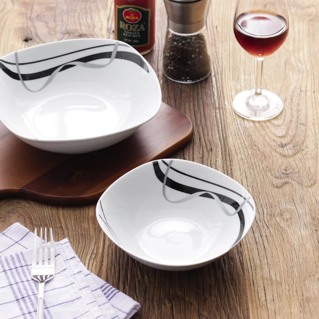 VEWEET, Serie 'Fiona', 100-teilig Porzellan Tafelservice Set, Kombiservice Mit Dessertteller, Speiseteller, Suppenteller, Müslischalen, Kaffeebecher, Kaffeetassen Set, Eierbecher, Milch- Und Zuckerset – Bild 10