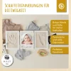 KG Bieco Bieco Set Für Gipsabdruck Baby Hand Und Fuß | Komplettes Baby Abdruckset Mit 3D Bilderrahmen Aus Holz | Bilder Set Mit Rahmen Für Handabdruck Baby | Gibsabdruckset Hände | Set Fußabdruck Baby