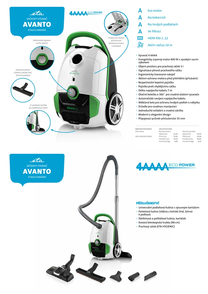 ETA AVANTO ETA051990000 Bodenstaubsauger Mit Beutel, ECO Motor, Hochwertiger HEPA Filter, Aktionsradius Bis Zu 10 M. – Bild 7