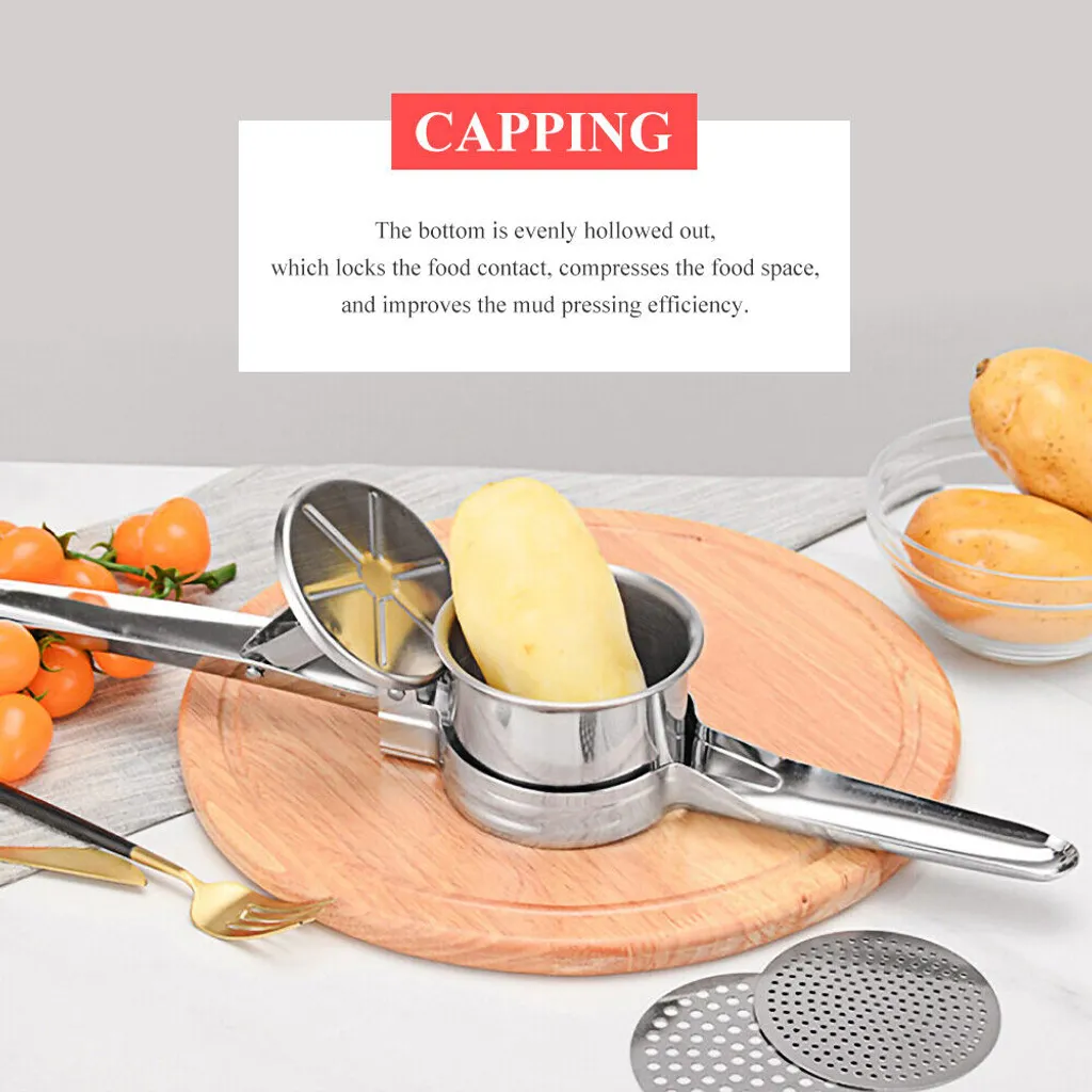 Jesunfuzhu 3 In 1 Edelstahl Kartoffelpresse Spätzlepresse Spaghettieispresse Mit 3 Locheinsätzen Kartoffel Ricer Masher Obstpresse Professionelle – Bild 2