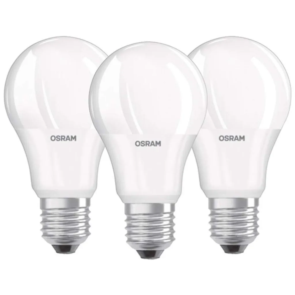 Osram LED Lampe Ersetzt 75W E27 Birne - A60 In Weiß 10W 1055lm 2700K 3er Pack