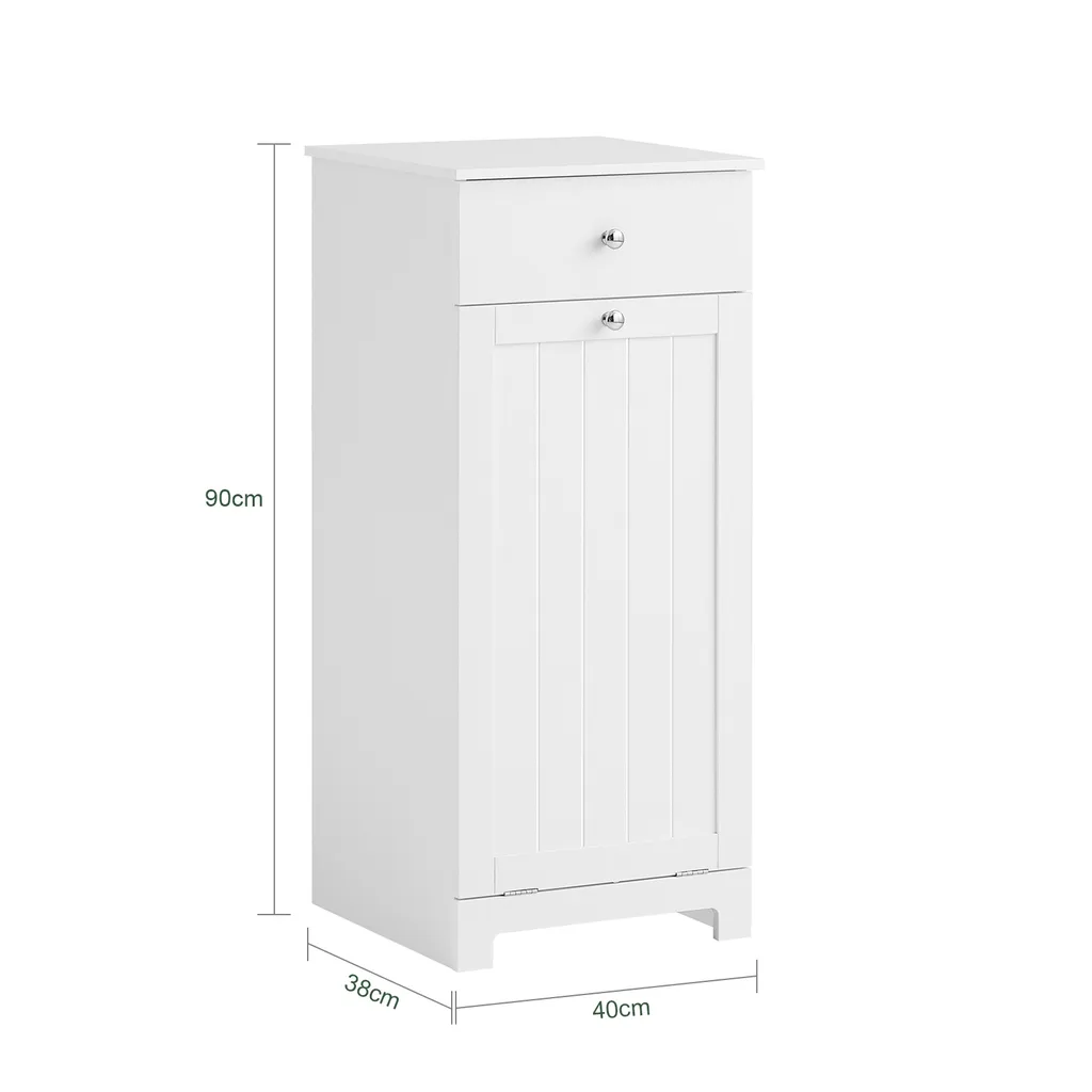 SoBuy BZR21-W Wäscheschrank Mit Ausklappbarem Wäschesack Wäschetruhe Wäschesammler Mit Schubladen Wäschekorb Badschrank Weiss – Bild 5