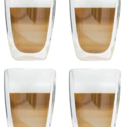 Haushalt International Latte Macchiato-Gläser 400ml Doppelwandig Isolierglas Extra Lang Warmhaltend Maße ≈9 X 14cm (4 Stück)