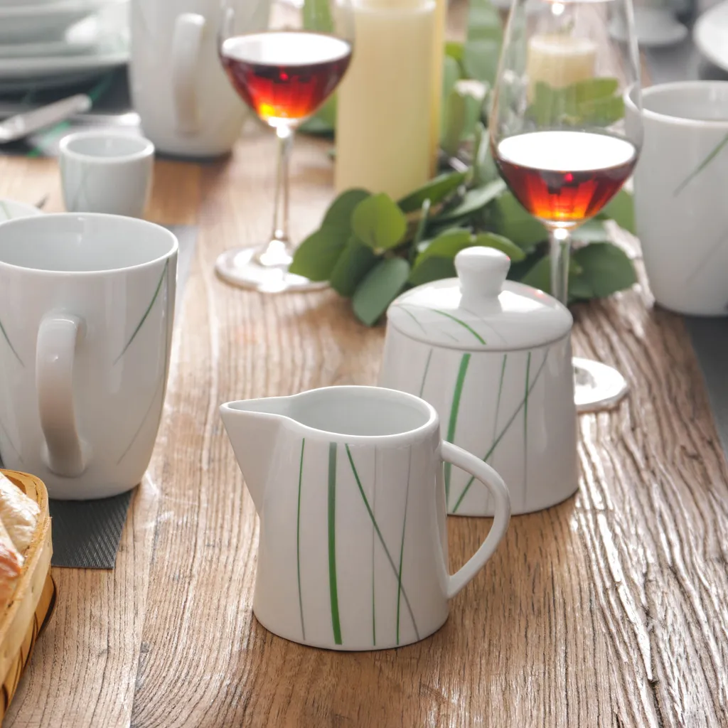 VEWEET Porzellan Tafelservice 'Aviva' 100-teilig Set, Kombiservice Mit Dessertteller, Speiseteller, Suppenteller, Müslischalen, Kaffeebecher, Kaffeetassen Set, Eierbecher, Milch- Und Zuckerset – Bild 7