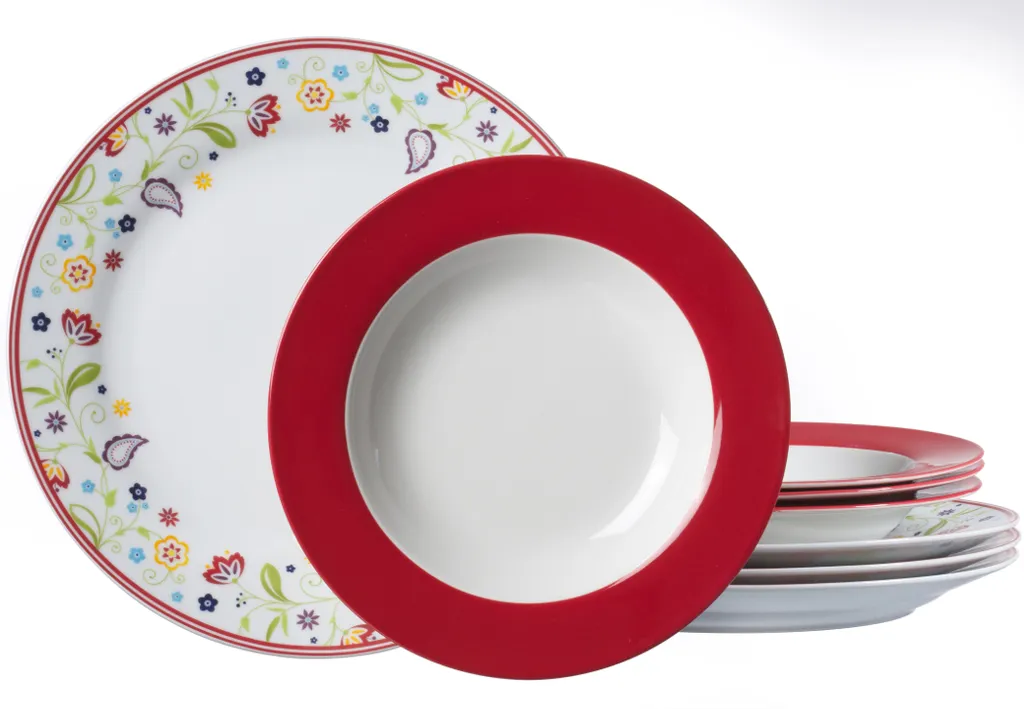 Flirt By R Und B Flirt Tafelservice Doppio Mit Rotem Rand 12-teilig, Porzellan – Bild 2