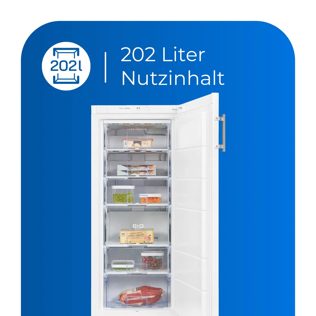 Exquisit Gefrierschrank GS22-H-280E Weiss | Standgerät | 202 L Volumen | Weiß – Bild 4