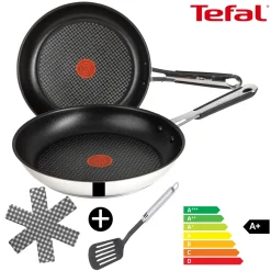 Tefal E76 Jamie Oliver Pfanne 28 Cm Induktion 3 TLG Set 4, NR 1, Bratpfanne Hoher Rand, Antihaft-beschichtet, Backofenofengeeignet, Spülmaschinenfest, Hohe GLEITFÄHIGKEIT,FÜR ALLE HERDARTEN