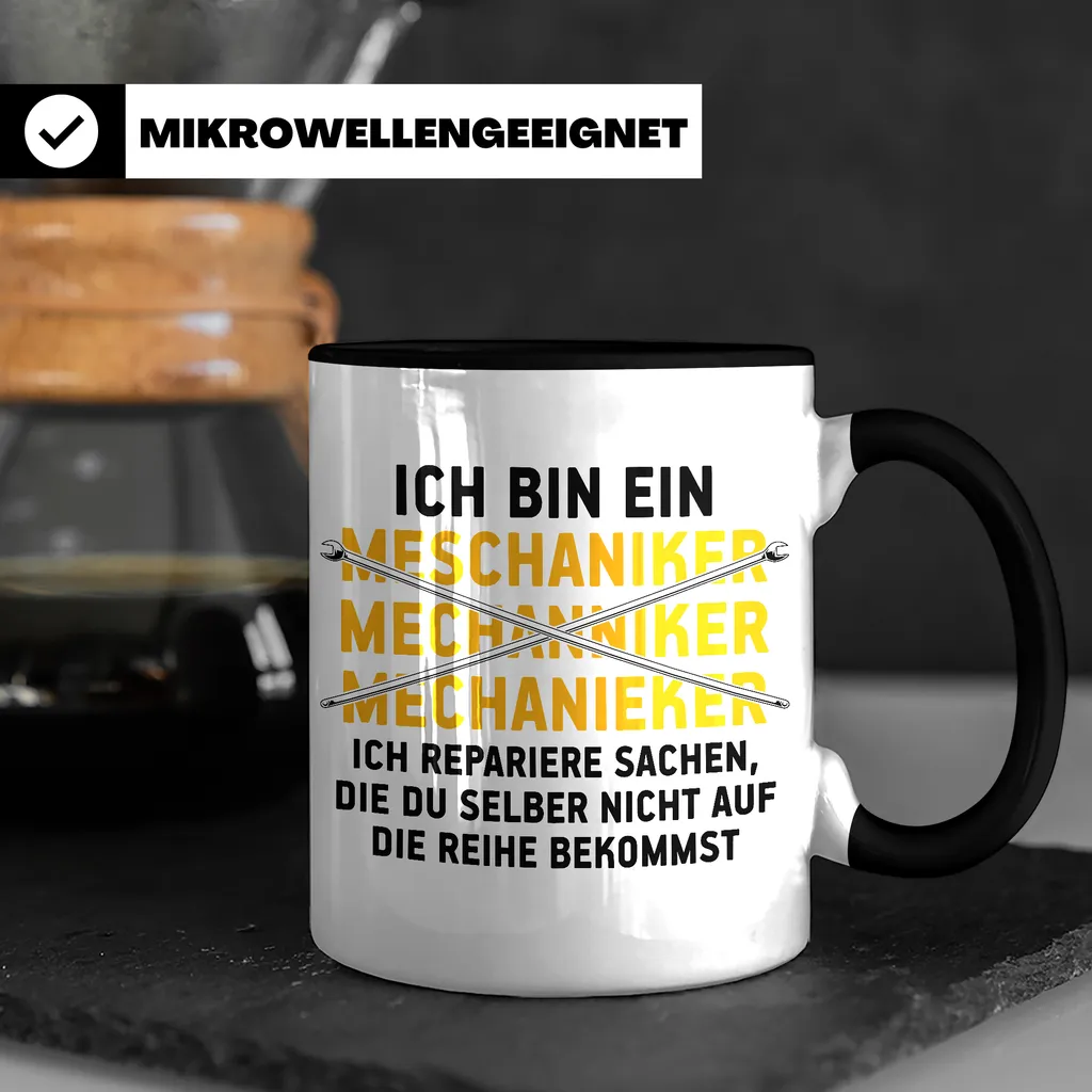 Manisma Lustige Tasse Automechaniker KFZ Mechaniker Geschenk Mechatroniker Werkstatt Tasse (Schwarz) – Bild 3