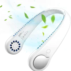 Qiangzhipow Tragbarer Halsventilator Nackenventilator Tragbare Ventilator Für Outdoor USB Fan Miniventilator Halsventilator（Weiß）