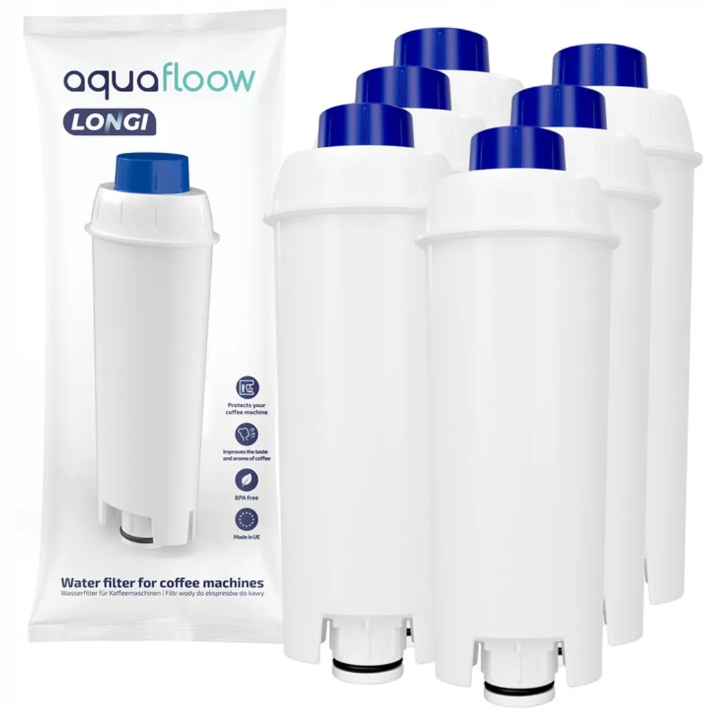 Set Für DeLonghi Kaffeemaschinen: 6x AquaFloow Longi Wasserfilter, AquaFloow Entkalker Entkalker 1000ml, Reinigungswischer – Bild 2
