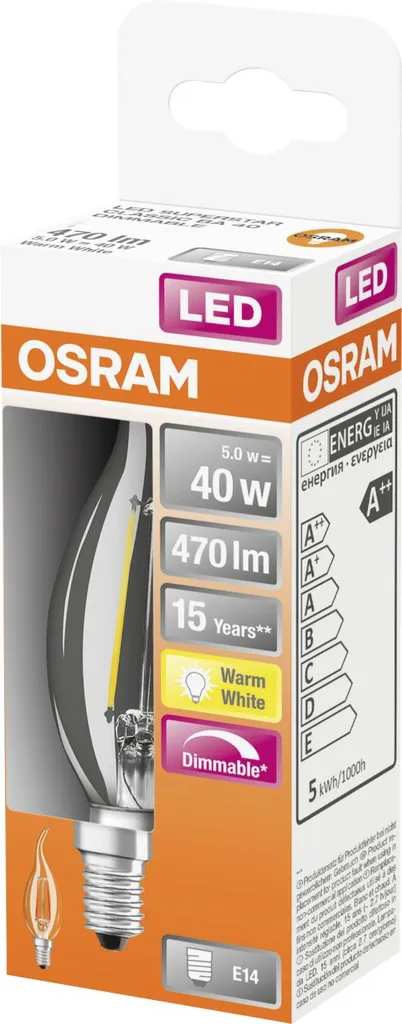 Osram LED Leuchtmittel Superstar Classic BA 40 E14 5 W Dimmbar Klar – Bild 4