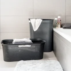 ROTHO 4er Set Wäschekorb 41l Brisen, Farbe:Anthrazit