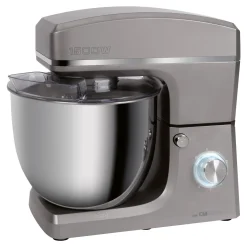 Clatronic KM 3765 Knetmaschine, 1500W, 8 Geschwindigkeitsstufen, 10 Liter- Edelstahlschüssel Für Max. 6–6,5 Kg, Spritzschutzdeckel Mit Nachfüllöffnung, Titan