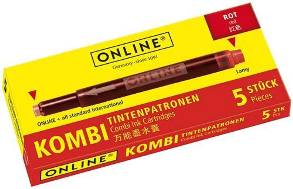 ONLINE Schreibgeräte ONLINE® 17307/12 Tintenpatronen Für Füller Rot 5 St.