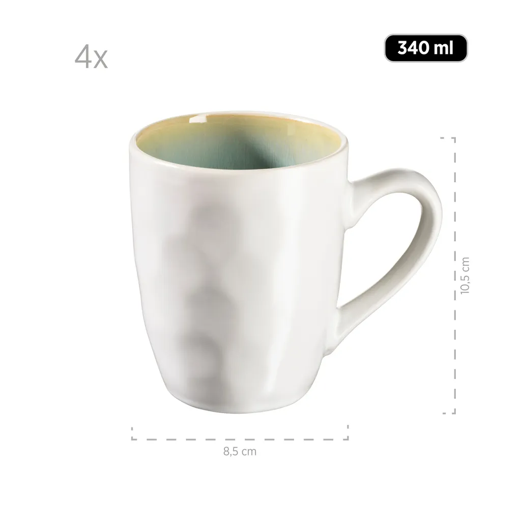 Maeser Mäser 931975 Kombiservice Frozen Für 4 Personen, Steinzeug, Grün (1 Set, 16-teilig) – Bild 2