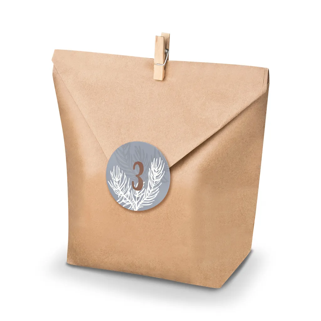 Itenga Adventskalender Set 15 Geschenktüten + Klammern + Sticker – Bild 2