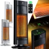 KESSER® Heizlüfter Mit Fernbedienung Energiesparend Leise 2000W Keramik Heizstrahler Standheizstrahler 15-30°C - Schnellheizer Mit 80° Oszillationsfunktion 24h Timer Heizung Turmheizstrahler, Farbe:Grau