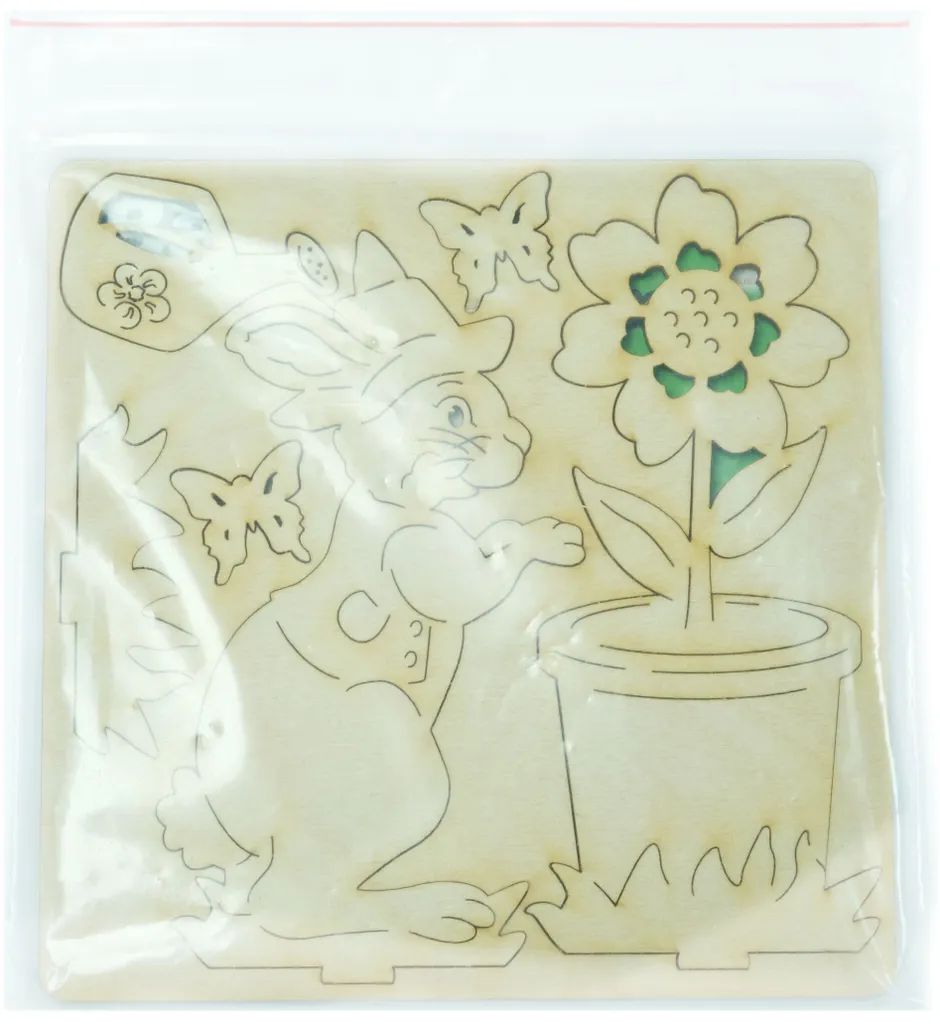 DeColibri Bastelset Basteln Kinder Erwachsene Holz Osterdeko "Hasenfamilie Gärtner" – Bild 6