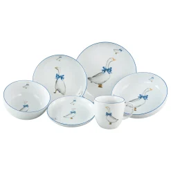 Creatable Porzellanhaus CreaTable 23539 Kombiservice Gänseglück Für 2 Personen, Porzellan, Weiß (1 Set, 10-teilig)