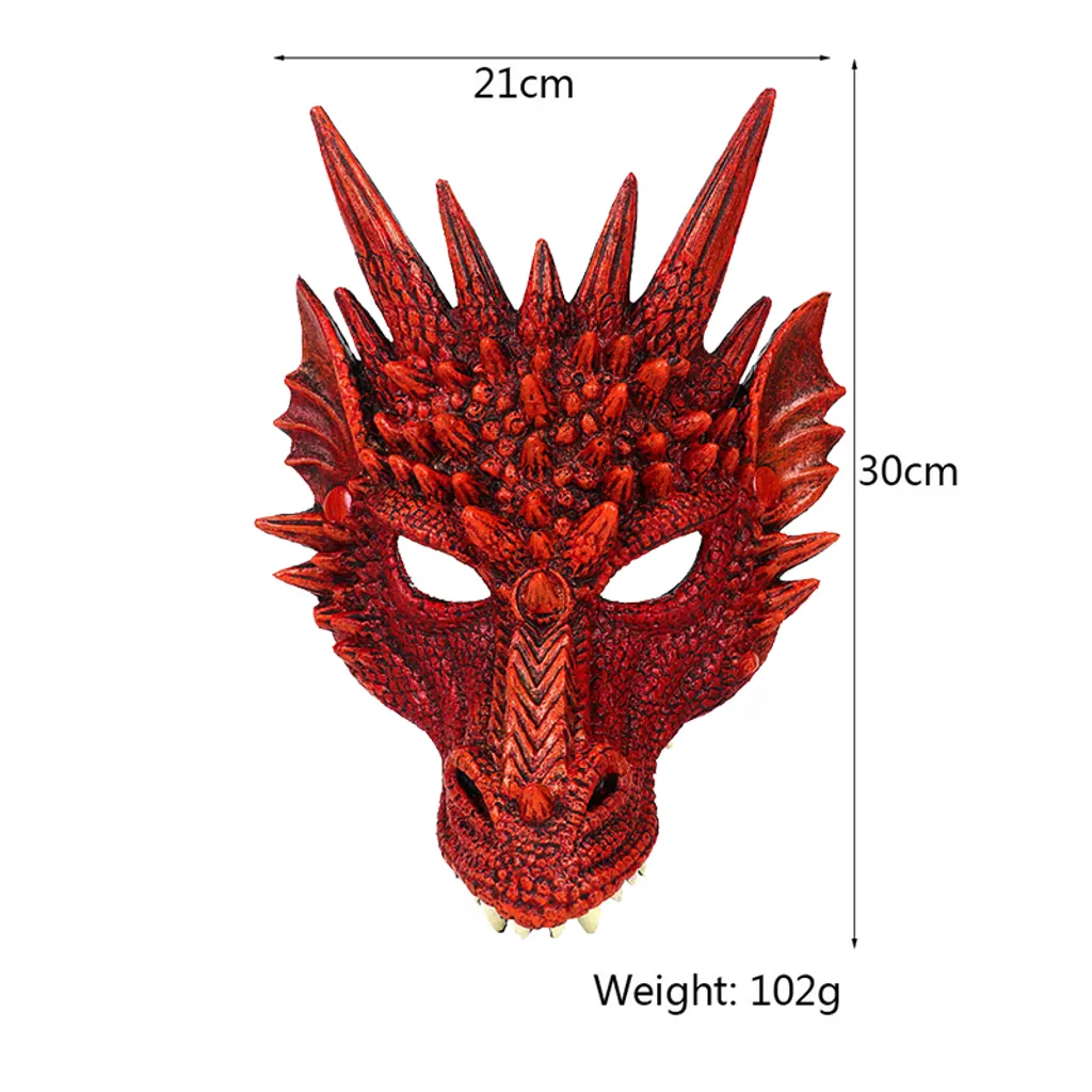 Baikuan Halloween Deko Kinder Karneval Karneval Party Kostüm, Kinder Drache Dress Up Set, Halloween Kostüm, Rot Set:Drachen Maske + Flügel + Schwanz – Bild 3