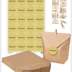 Itenga SET Kleinigkeit (Motiv15) 24x Geschenktüten + 24x MiniKlammer + 24x Aufkleber