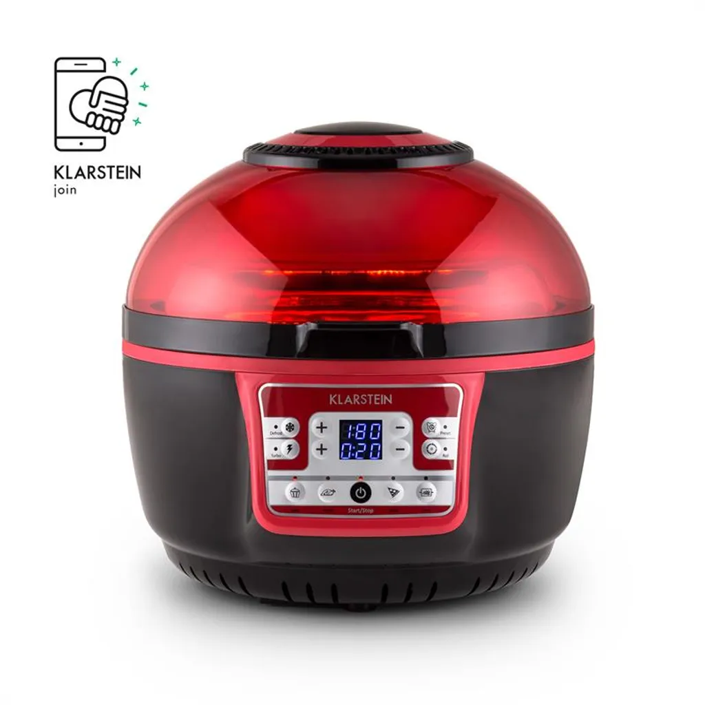 Klarstein VitAir Turbo Heißluftfritteuse Rot-schwarz 1400W Grillen Backen 9l – Bild 4