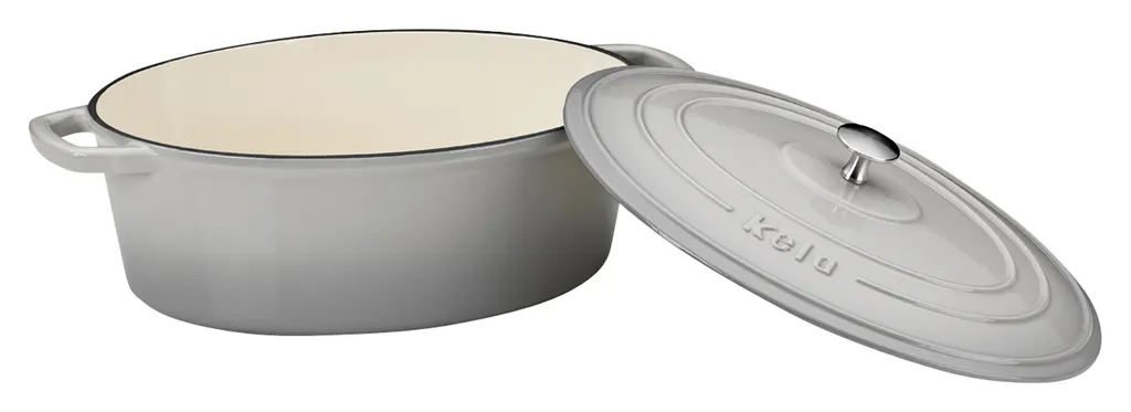 Kela Bräter Calido 6l Oval 33x26x12cm Gusseisen Hellgrau – Bild 2