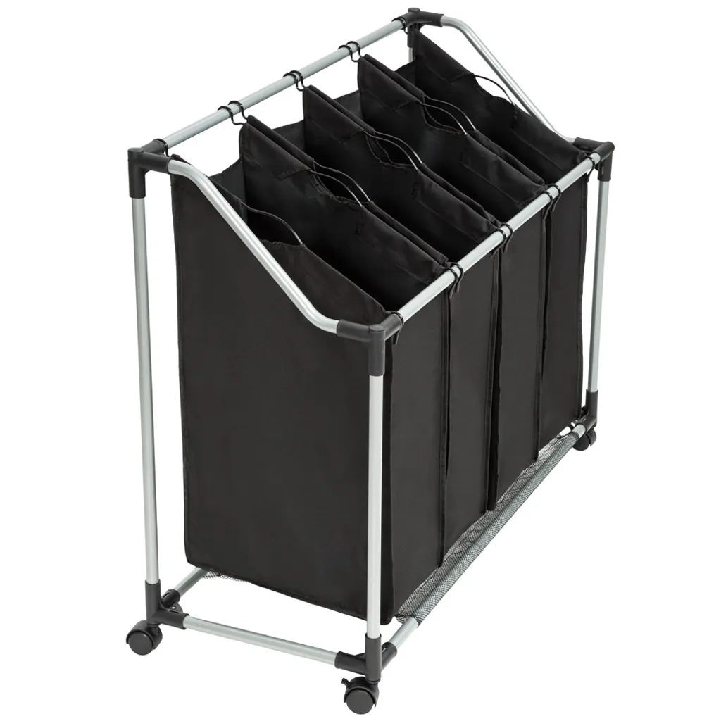 Tectake Wäschesortierer Mit 4 Wäschetaschen - Schwarz – Bild 3