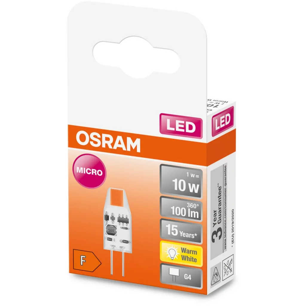 Osram LED Stiftsockelleuchte Micro 12V G4 1W Warmweiß, Klar – Bild 8