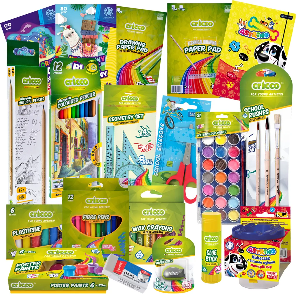 MPINK SCHULAUSSTATTUNG MEGA SET KUNSTSTOFFSET Schrein Set Für Büro Und Haushalt - 20 Teile Schulmaterial