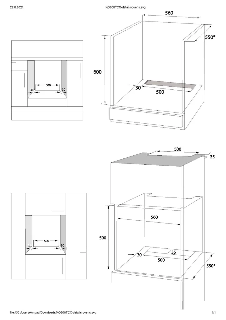 Klugmann Einbaubackofen »KO608.5TCX«, Mit 1-fach-Teleskopauszug, 3D Heißluft, Grill-/Brat-System, Timer, 68L, Touch, Edelstahl, Teleskopauszug – Bild 3