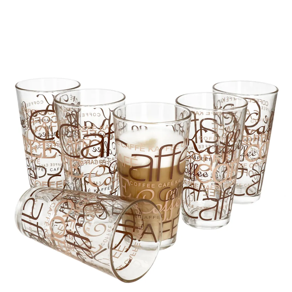 Van-Well 6er Latte Macchiato Gläser-Set 370 Ml Stapelbar Kaffee-Glas Cappuccino