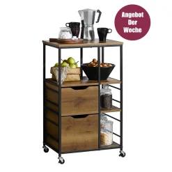 SoBuy FKW111-PF Küchenwagen Servierwagen Beistellwagen Rollwagen Teewagen Barwagen Küchenregal Mit Rollen BHT Ca.: 53x89x37cm