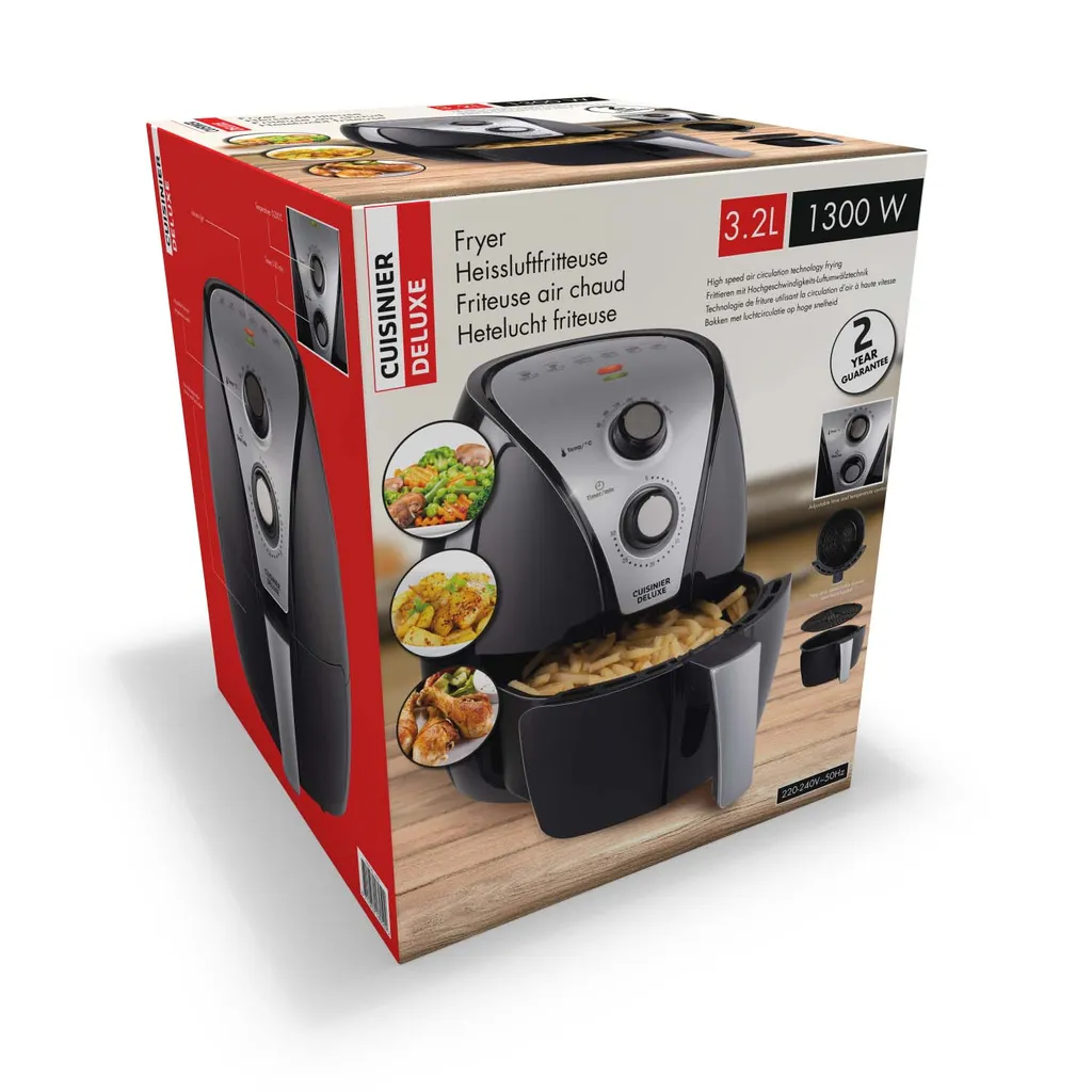 Cuisinier DeLuxe Heißluft-Fritteuse - 3,2 Liter 1300-1500 Watt – Bild 7