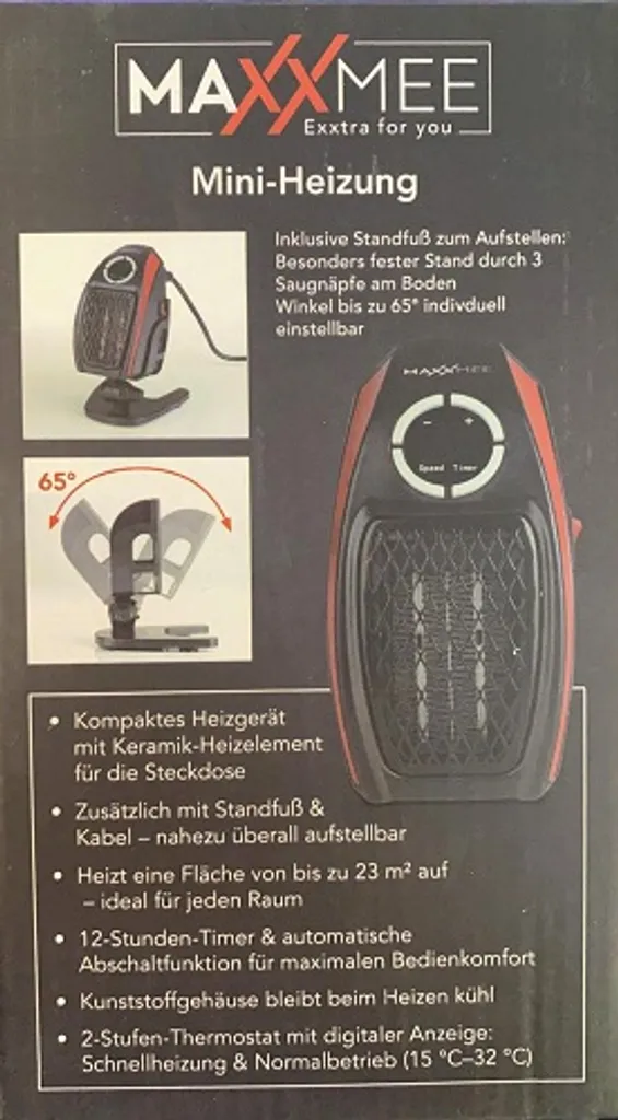 Maxxworld Heizlüfter Steckdosen Elektroheizer Heizgerät Heizung Terassenstrahler MAXXMEE – Bild 9
