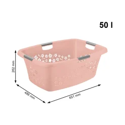 ROTHO Wäschekorb 50 L FLOWERS, Farbe:Linnea Pink Ged.
