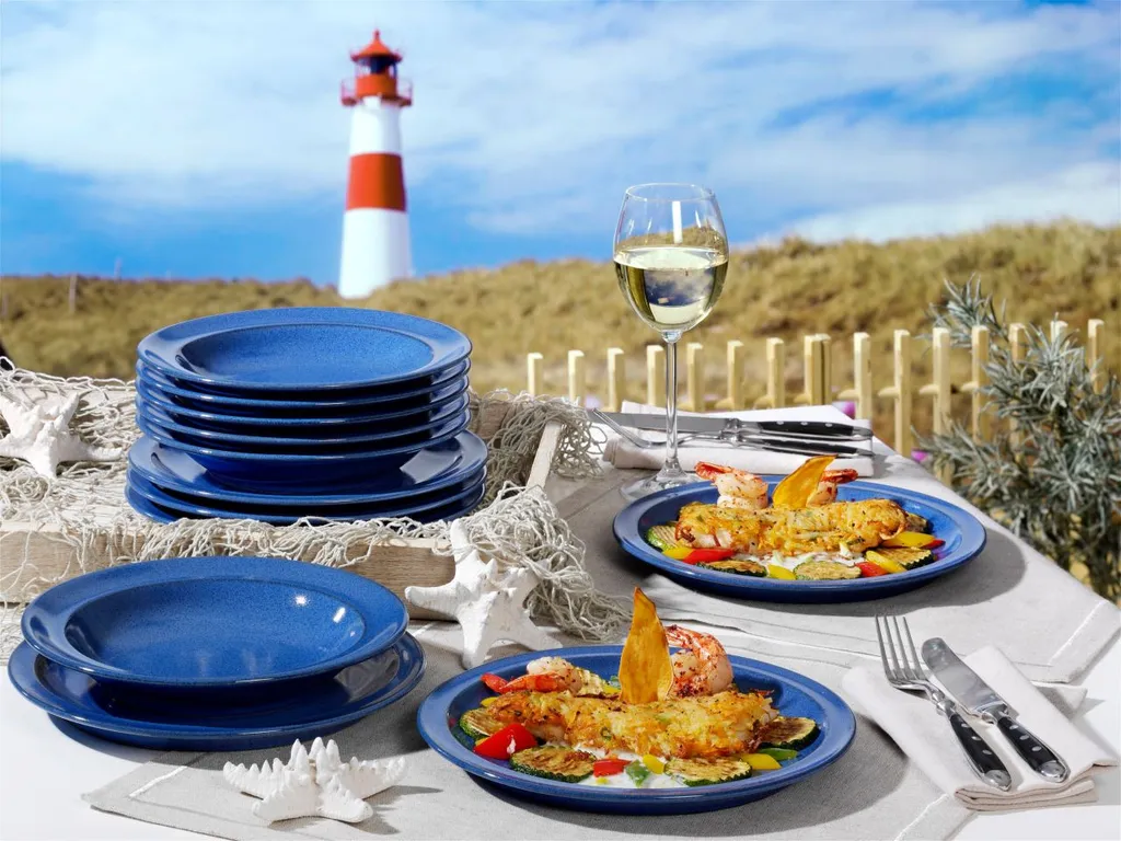Friesland Porzellanfabrik Friesland Ammerland Blue Tafel-Set 12 Tlg Speiseteller + Suppenteller – Bild 4