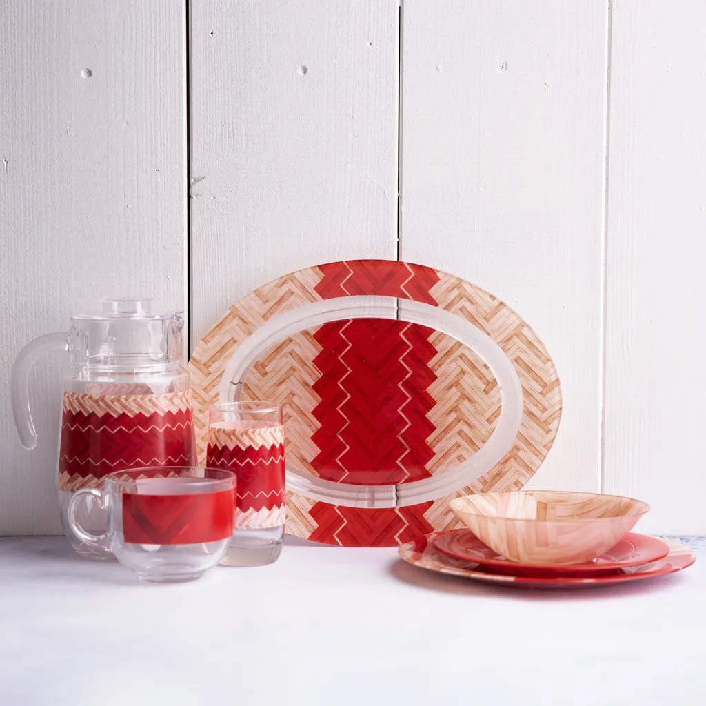 Luminarc Tafelservice Tafelset Glasgeschirr Hartglas Bunt 6 Personen 46 Tlg. – Bild 4