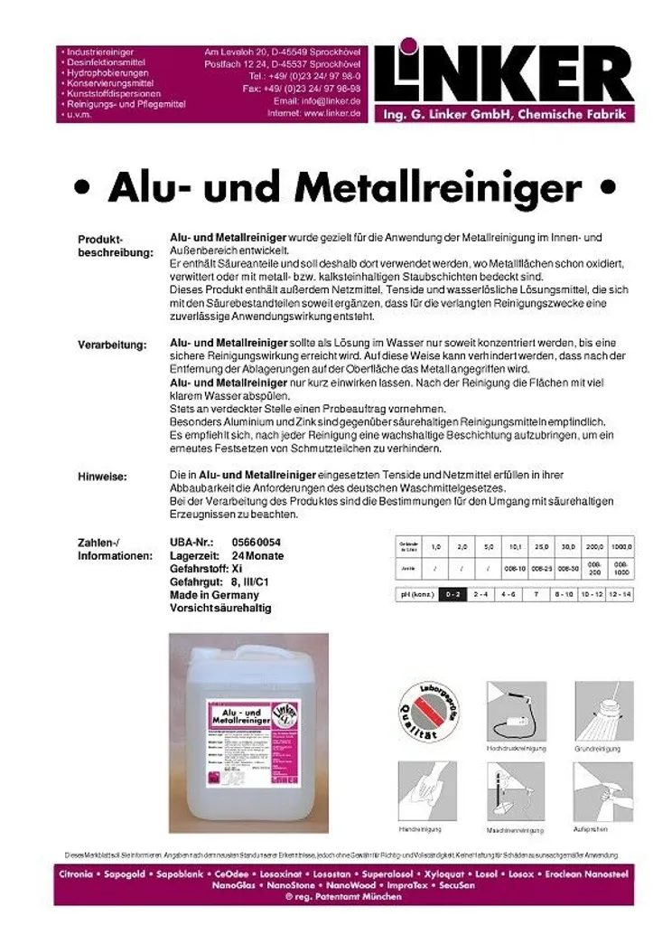 Linker Chemie Alu- Und Metallreiniger 1 Liter Für Den Innen- Uns Außenbereich – Bild 2
