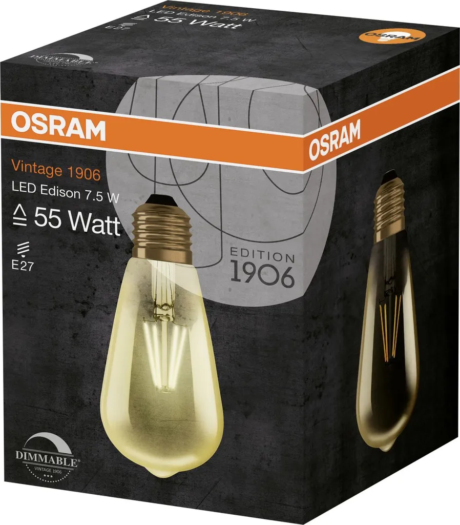 Osram LED Leuchtmittel Vintage 1906 Edison E27 6,5W Warmweiß – Bild 3