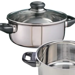 Haushalt International Edelstahl Bräter Kochtopf Bratentopf Topf Induktion Mit Glasdeckel Ø 20 Cm