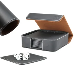 WaveB4 Würfelunterlage Set Würfelschale Würfelset Unterlage Würfelbecher Bierdeckel Set 8er