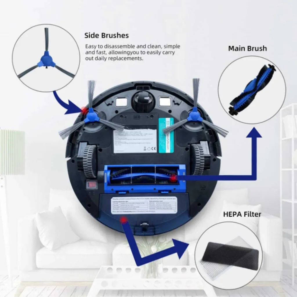 Wigento Bundle Set Für Eufy RoboVac 11S 12 30C 15T 15C 35C Ersatz Zubehör Seiten Bürste Filter Laufrolle – Bild 5