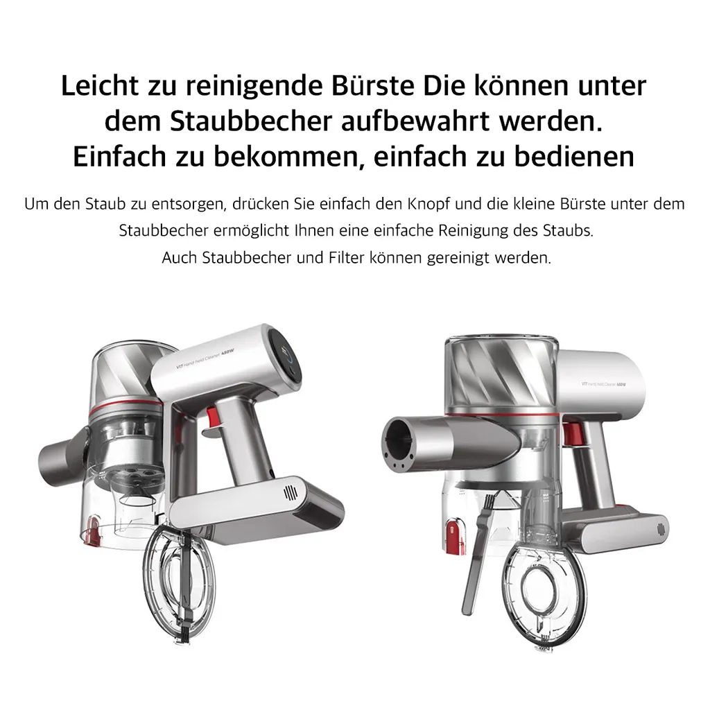 Redroad Akku Handstaubsauger , 450W, 26500Pa,Doppelte Bürste Für 4-fache Reinigungsleistung, Kabelloser Staubsauger – Bild 11