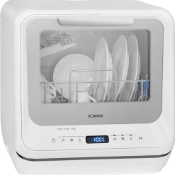 Bomann Mini-Geschirrspüler TSG 7402.1 Weiß Mit Integriertem 5 Liter Wassertank