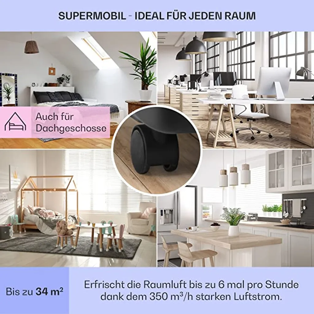 Klarstein Mobile Klimaanlage Mit Abluftschlauch - Ventilator Luftentfeuchter Nachtmodus Funktion - 7.000 BTU 21-34 M² - Mobiles Klimagerät Mit Fernbedienung - Air Conditioner Mobil - Schwarz – Bild 5