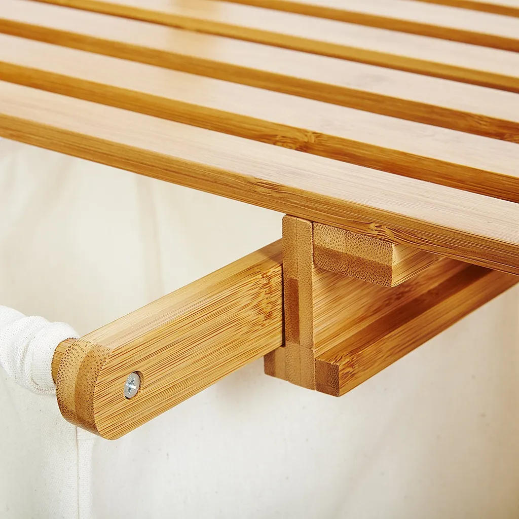 Maxxworld Lumaland Wäschekorb Aus Bambus, Mit 2 Ausziehbaren Wäschesäcken, Ca. 73 X 64 X 33 Cm Beige – Bild 8